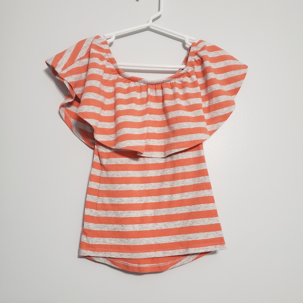 XS 5 Old Navy Orange Stripe Off Shoulder Top